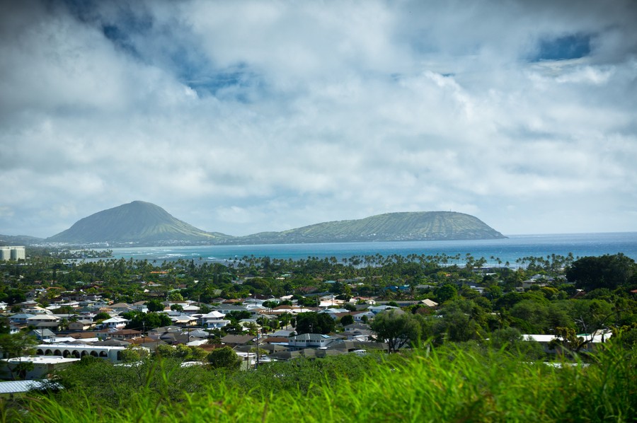 Image is of an island in Hawaii in the distance